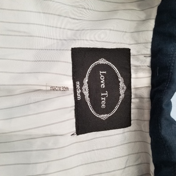 Love Tree Navy Linen Blazer 3/4 sleeve - Picture 4 of 5